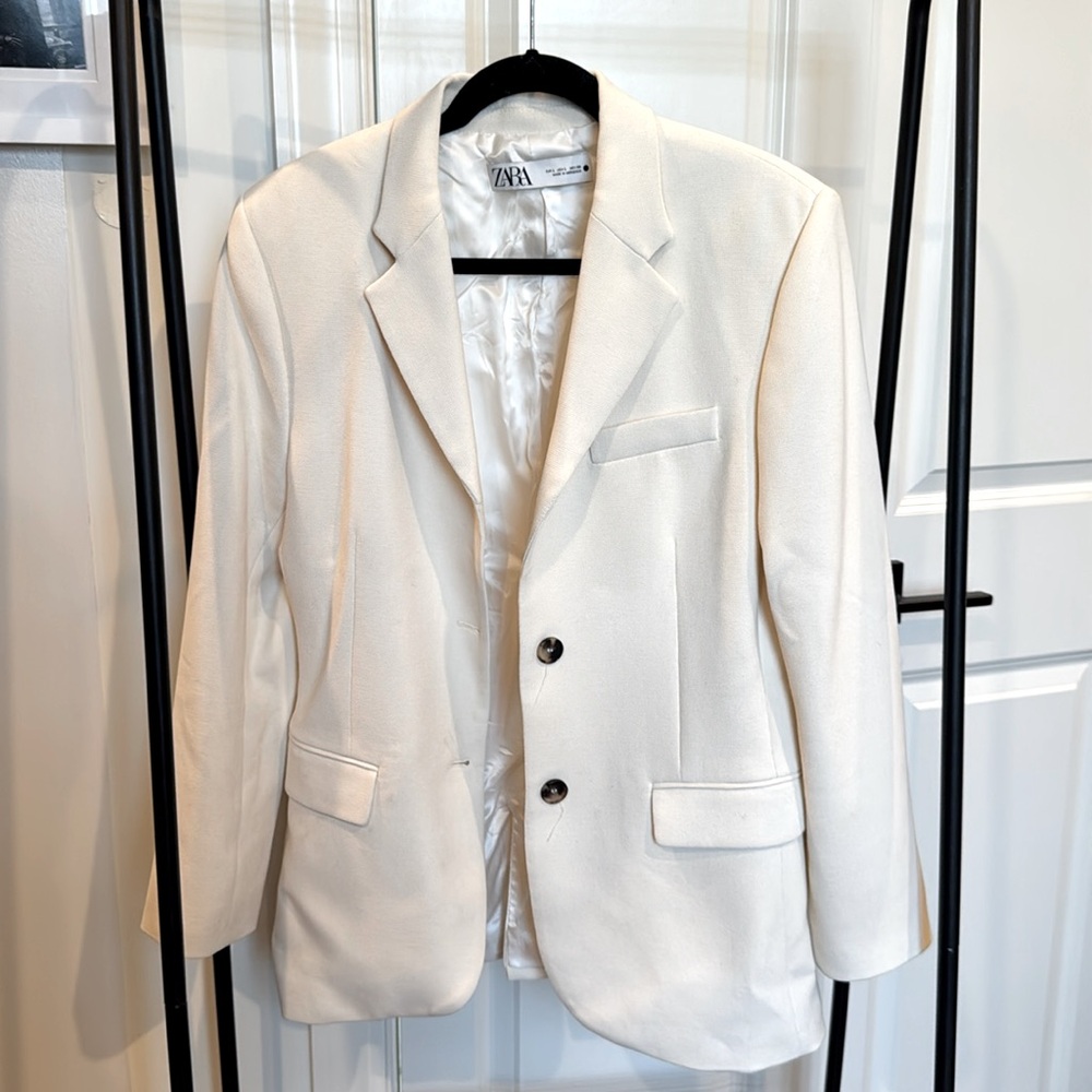 ZARA white/cream blazer, size L